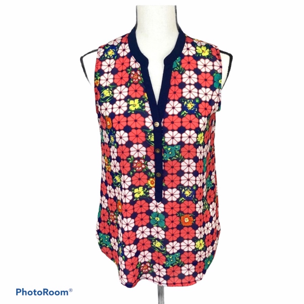 Daisy Flower Top Sleeveless Mod Cloth M
